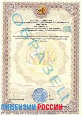 Образец сертификата соответствия (приложение) Хороль Сертификат ISO 13485